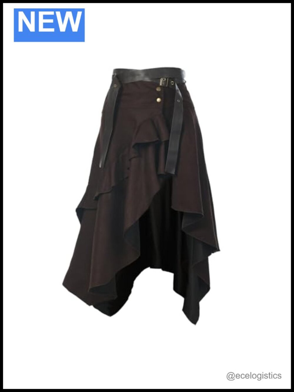 Suede Steampunk High Low Skirt with Belt Renaissance Victorian Gothic Costume